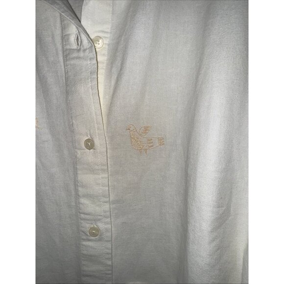 ZARA Home LINEN Cotton SHIRT House Coat ZW COLLECTION Embroidered Floral NWT L - Picture 8 of 11